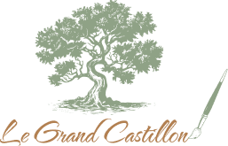 Logo vert et marron du gîte Le Grand Castillon