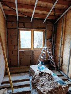 Le Grand Castillon Logement - gîte Intérieur gîte en bois en construction